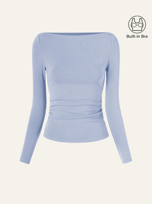 Modern Side Ruched Boatneck Brami Top