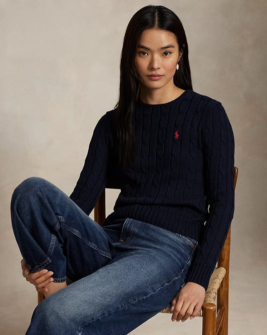 Pull RL à col rond en coton cable-knit